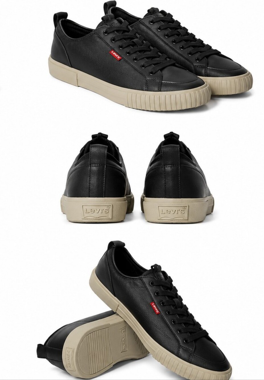 LEVI'S MEN’S LOW-TOP SNEAKERS - Black with Tan Sole - SIZE 8.5 NWOT